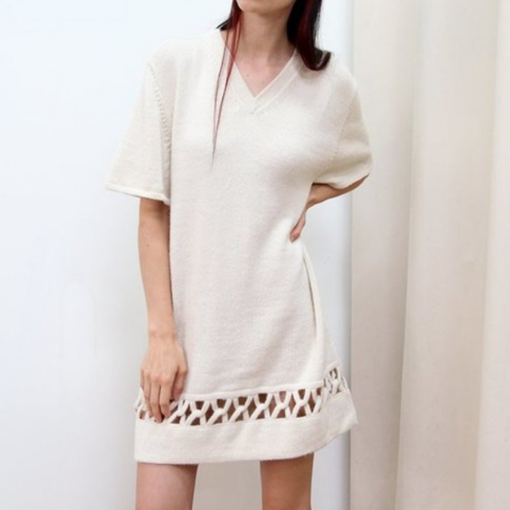 KORDAL STUDIO INTERLOCK SWEATER DRESS CREAM SIZE S